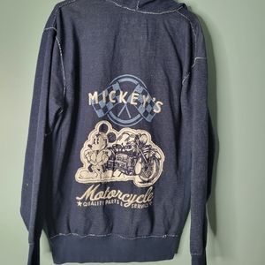 Disney Parks Indigo Mickey Mouse Micky's Motorcycle Shop Hoodie Size M